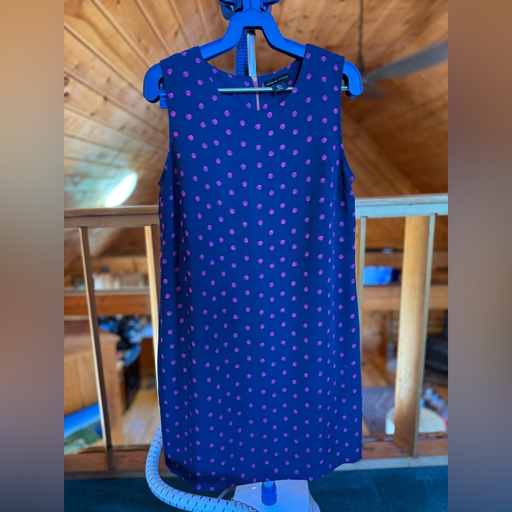 Adrienne Vittadini Polka Dot Sleeveless Dress - Navy and Pink sz 2